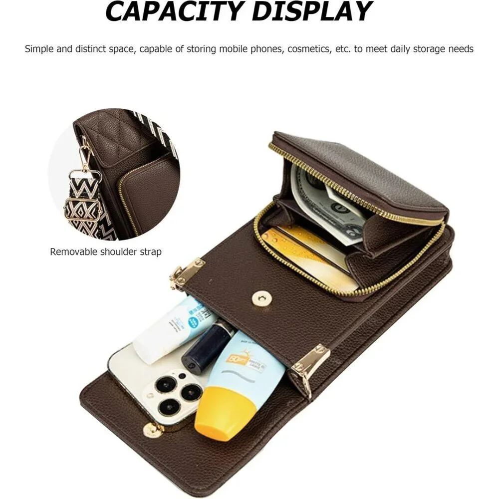 Small Leather Crossbody Bag Women PU Compact Shoulder Purse with Card Slots